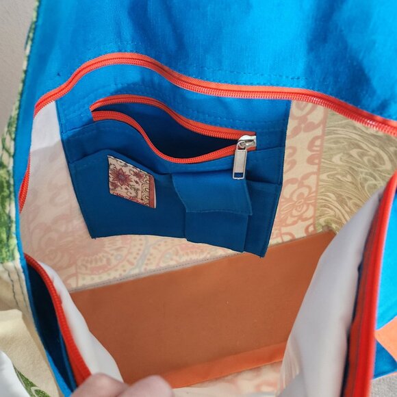 Kate McRostie Bohemian Ikat Canvas Tote Bag With Bead Accents & Multiple Pockets - Picture 5 of 6